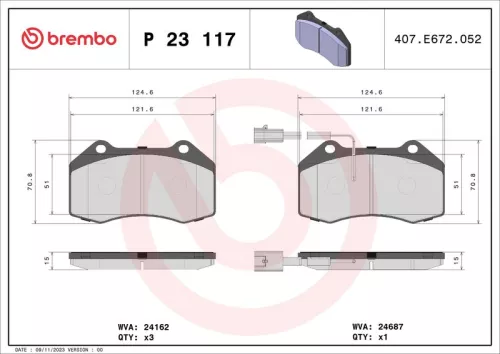 Remblokkenset, schijfrem BREMBO P 23 117)