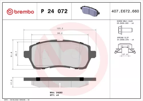 Remblokkenset, schijfrem BREMBO P 24 072)