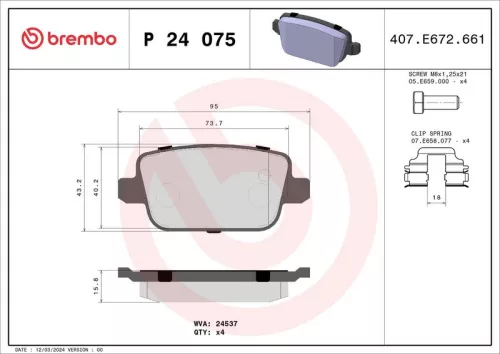 Remblokkenset, schijfrem BREMBO P 24 075)