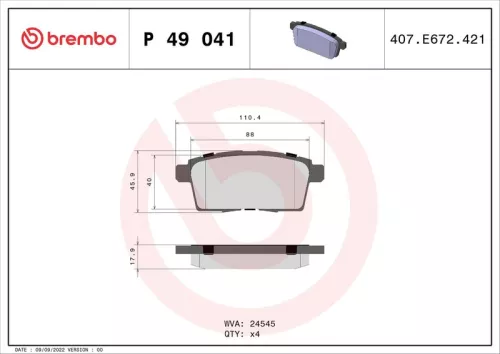 Remblokkenset, schijfrem BREMBO P 49 041)