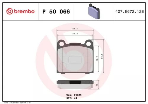 Brake Pad Set, disc brake BREMBO P 50 066)