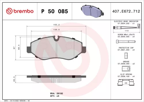 Remblokkenset, schijfrem BREMBO P 50 085)