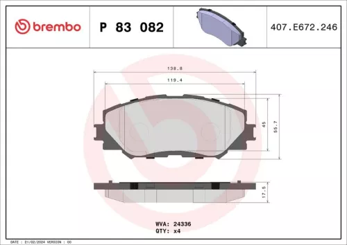 Brake Pad Set, disc brake BREMBO P 83 082)