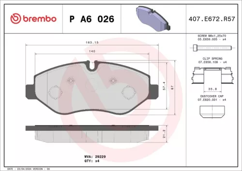 Remblokkenset, schijfrem BREMBO P A6 026)