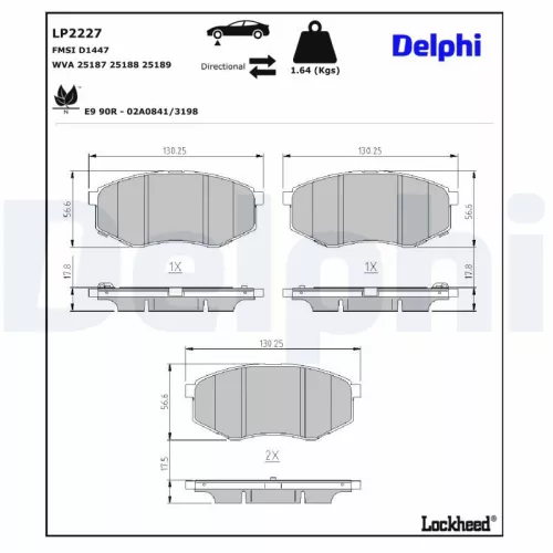 Remblokkenset, schijfrem DELPHI LP2227)