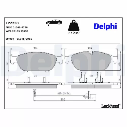 Remblokkenset, schijfrem DELPHI LP2238)
