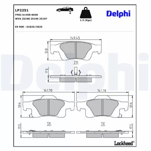 Remblokkenset, schijfrem DELPHI LP2251)