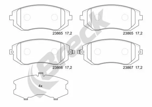 Brake Pad Set, disc brake BRECK 23865 00 701 00)