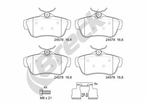 Brake Pad Set, disc brake BRECK 24578 00 702 00)