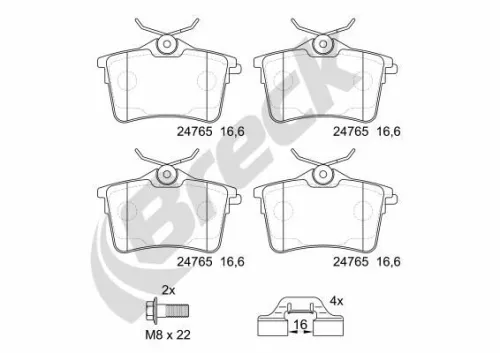 Brake Pad Set, disc brake BRECK 24765 00 704 00)