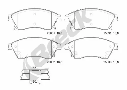 Brake Pad Set, disc brake BRECK 25031 00 701 00)