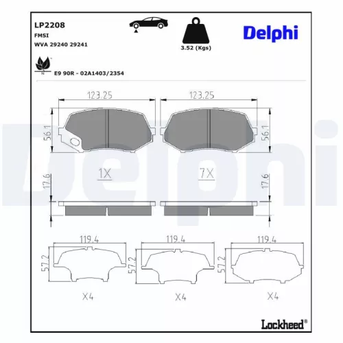 Remblokkenset, schijfrem DELPHI LP2208)