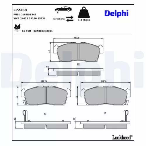 Remblokkenset, schijfrem DELPHI LP2258)