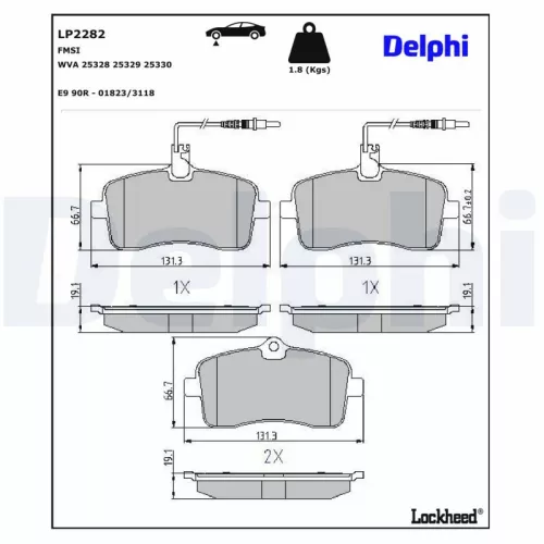 Remblokkenset, schijfrem DELPHI LP2282)
