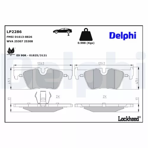 Remblokkenset, schijfrem DELPHI LP2286)