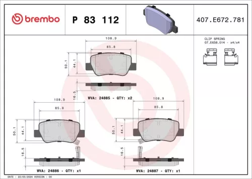 Remblokkenset, schijfrem BREMBO P 83 112)