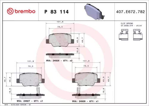 Remblokkenset, schijfrem BREMBO P 83 114)