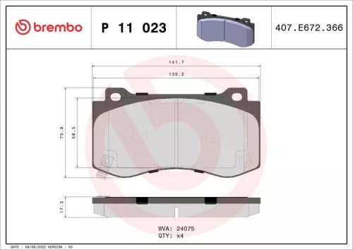 Remblokkenset, schijfrem BREMBO P 11 023)