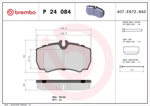 Remblokkenset, schijfrem BREMBO P 24 084)