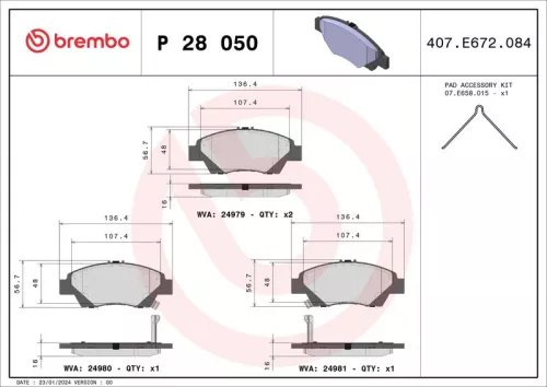 Remblokkenset, schijfrem BREMBO P 28 050)