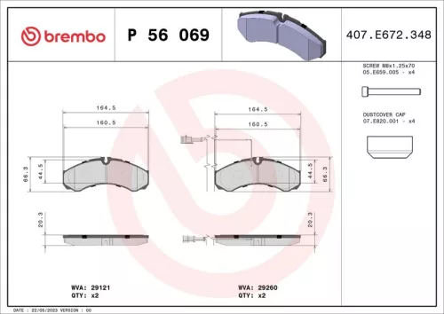 Remblokkenset, schijfrem BREMBO P 56 069)