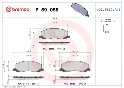 Remblokkenset, schijfrem BREMBO P 59 058)