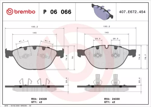 Remblokkenset, schijfrem BREMBO P 06 066)