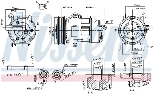Compressor, air conditioning NISSENS 890698)