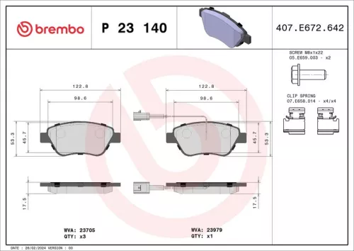 Brake Pad Set, disc brake BREMBO P 23 140)