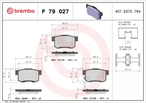 Remblokkenset, schijfrem BREMBO P 79 027)