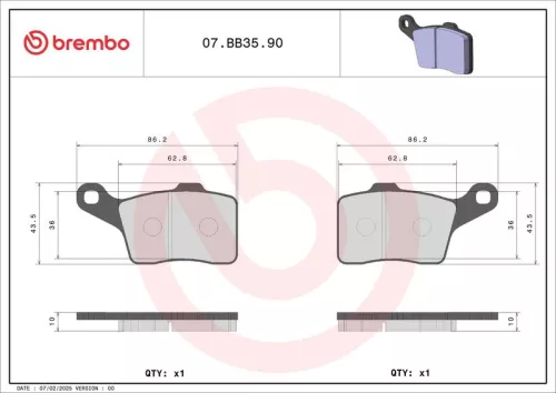 Remblokkenset, schijfrem BREMBO 07BB3590)