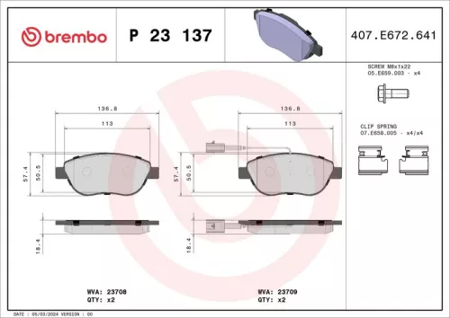 Brake Pad Set, disc brake BREMBO P 23 137)