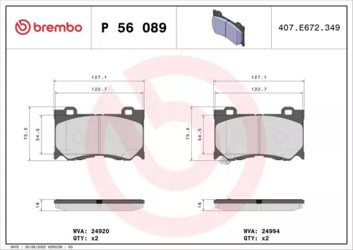 Remblokkenset, schijfrem BREMBO P 56 089)