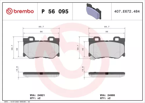 Remblokkenset, schijfrem BREMBO P 56 095)