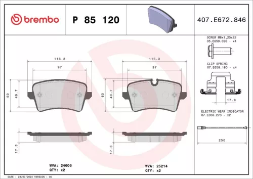 Remblokkenset, schijfrem BREMBO P 85 120)