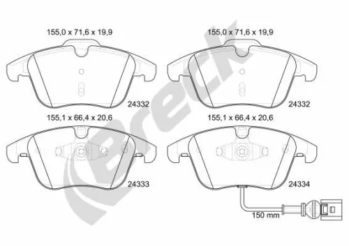 Brake Pad Set, disc brake BRECK 24333 00 701 10)