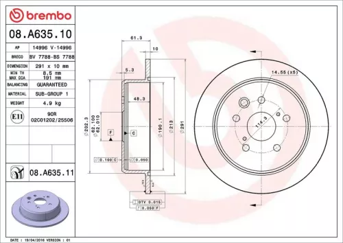 Remschijf BREMBO 08.A635.11)