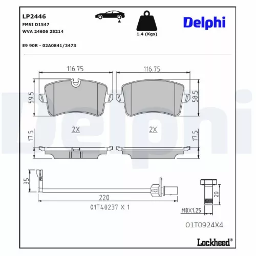 Brake Pad Set, disc brake DELPHI LP2446)