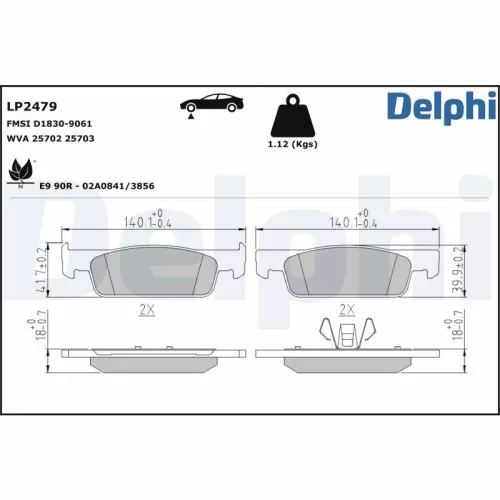 Remblokkenset, schijfrem DELPHI LP2479)