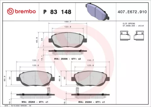 Remblokkenset, schijfrem BREMBO P 83 148)