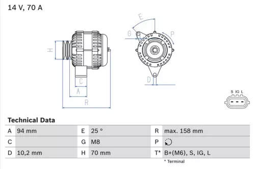 Alternator BOSCH 0 986 045 891)