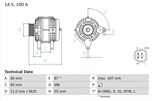 Alternator BOSCH 0 986 046 120)