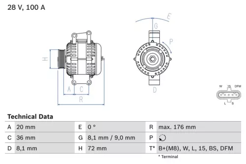Alternator BOSCH 0 986 047 820)