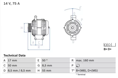 Alternator BOSCH 0 986 049 081)
