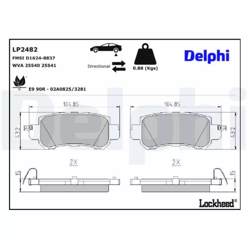 Remblokkenset, schijfrem DELPHI LP2482)