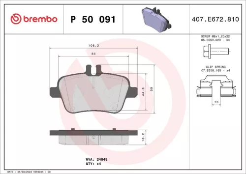 Remblokkenset, schijfrem BREMBO P 50 091)
