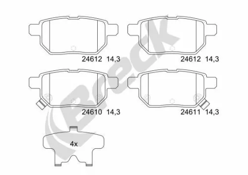 Brake Pad Set, disc brake BRECK 24610 00 704 10)