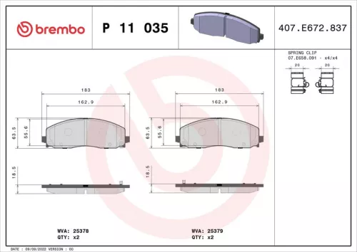 Remblokkenset, schijfrem BREMBO P 11 035)