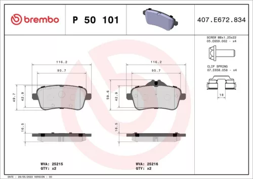 Remblokkenset, schijfrem BREMBO P 50 101)