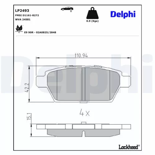Remblokkenset, schijfrem DELPHI LP2493)